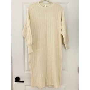 Mango Crewneck Sweater Dress Beige